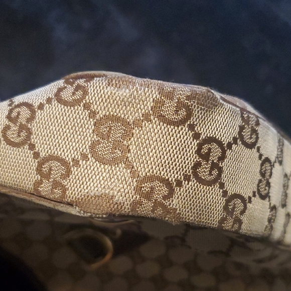 Authentic Gucci Tan and Brown Monogram Shoulder Bag - Picture 15 of 16